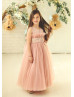 Mauve Satin Tulle V Back Flower Girl Dress